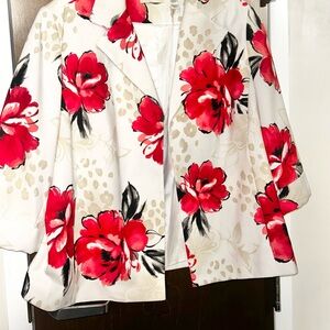 Alfred Dunner Red and Black Floral Jacket Lined